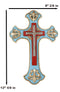 Southwestern Rich Turquoise Gold Tuscan French Fleur De Lis Wall Crucifix Cross