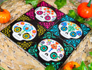 Ebros Calavera Baby Sugar Skulls DOD Ceramic Coaster Set 4 Corked Tiles