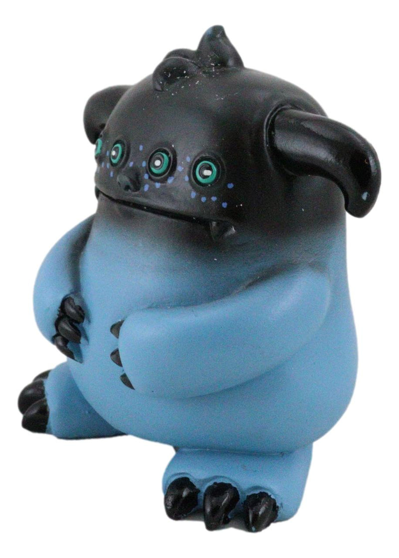 Underbedz Blue Black Zorg The 4 Eyed Alien Monster With Droopy Horns Figurine