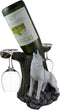 Ebros Wine of The Wild Howling White Wolf Wine Holder Set with Glasses, 10-inch