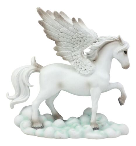 Ebros White Pegasus Horse Flying Over Clouds of Olympus Figurine 7" H Greek Mythology Decor Statue for Desk or Shelf Decorative Sculpture Fantasy Gifts for Girls Women