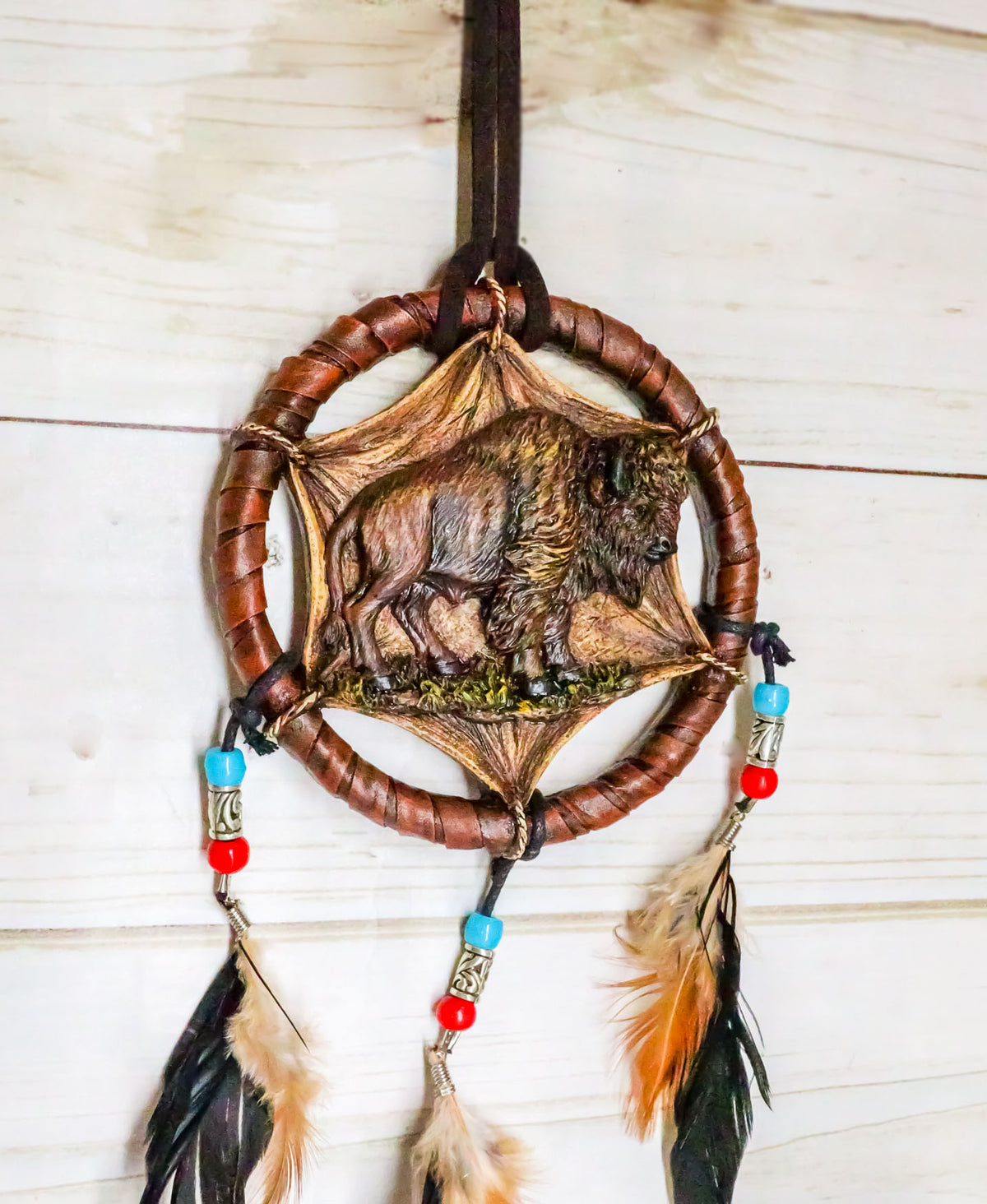 Native Indian Sacred Bison Buffalo Dreamcatcher Wall Hanging Decor Dream Catcher