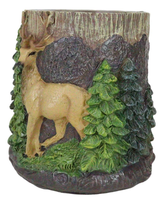 Rustic Western Buck Stag Deer By Green Forest Trees Stationery Pen Brush Holder