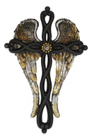 Inspirational Golden Angel Wings with Black Twisted Knotwork Wall Cross Plaque