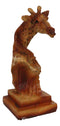 Wild Safari Savannah Giraffe Bust Figurine In Faux Wood Cutout Carving Finish