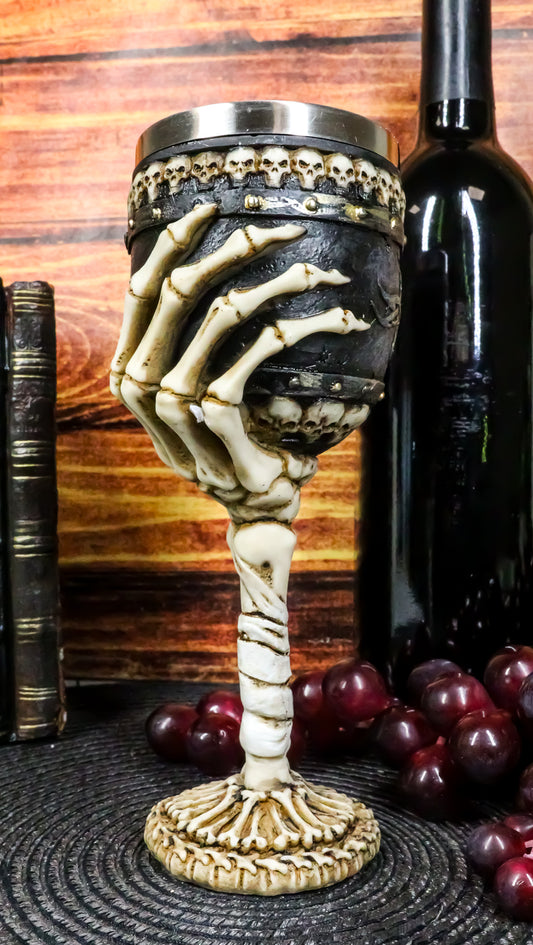 Ebros Skeleton Hand Bones Wine Chalice Goblet 6oz Cup Mummy Grip Of Death - Ebros Gift