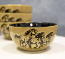 Ebros Rustic Western Running Horses Abstract Art 18oz Bowls Pack Of 4