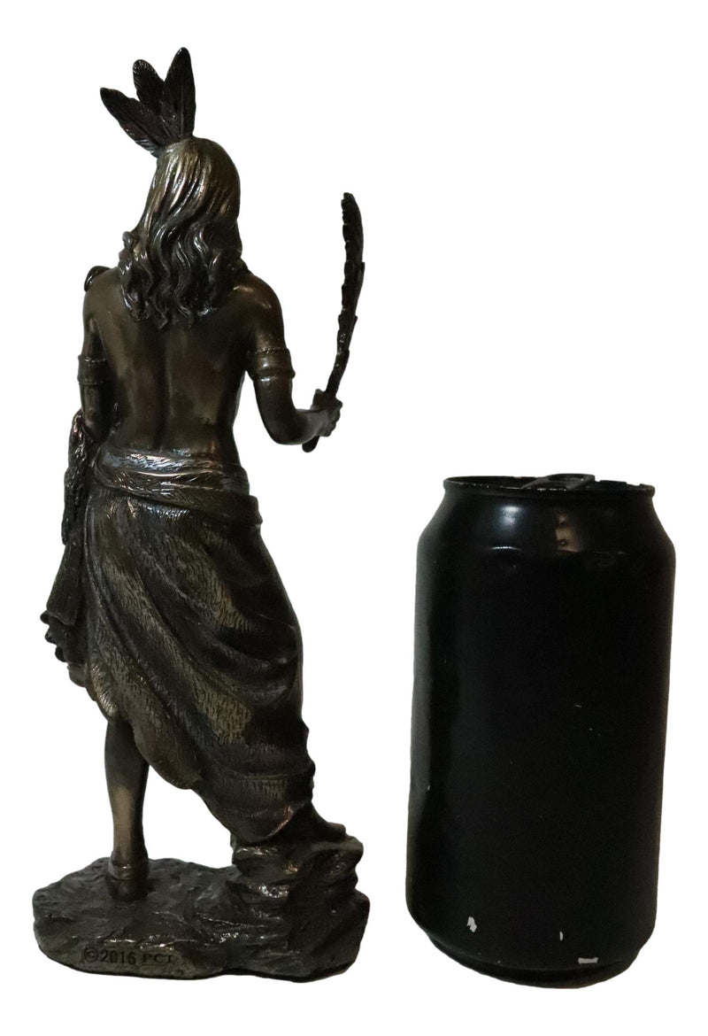 Ebros Native American Indian Eagle Warrior With Feather & Ceremonial Pipe Figurine
