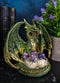 Metallic Green Gold Terra Mother Dragon Guarding 2 Wyrmlings In Eggs Figurine