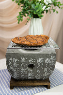 Ebros Japanese Cuisine Tabletop Shichirin Konro Gray Charcoal Grill BBQ Stove W/ Base