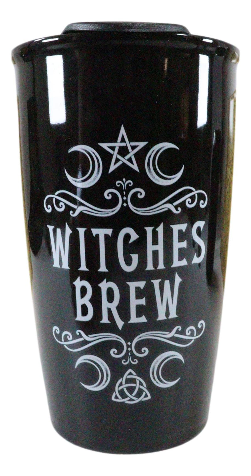 Ebros Gothic Triple Moon Pentacle Witches Brew Ceramic Travel Mug Coffee Cup With Lid