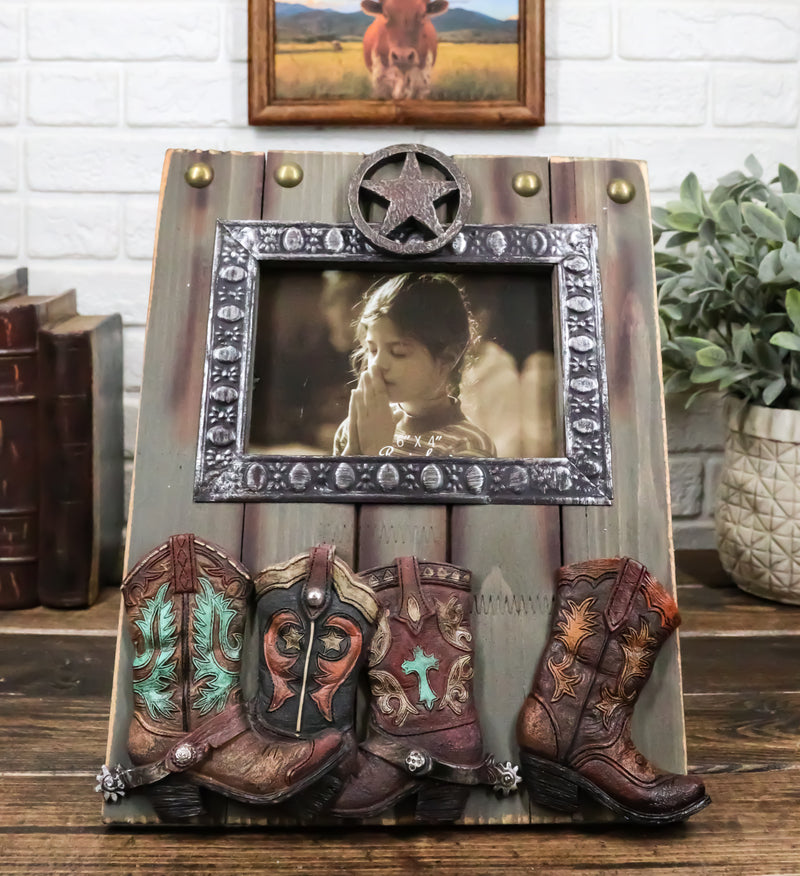 Rustic Western Country Farmhouse Lone Star Cowboy Boots 6X4 Picture Frame
