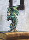 Ebros Armored Green Pagoda Dragon Perching On Gemstone Rock Pillar Statue 6.75"H