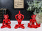Set of 3 Red Demon Imp Devils in Yoga Lotus Meditation Poses Figurines