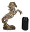 Rustic Western Rearing Prancing Horse in Faux Wooden Carving Resin Figurine