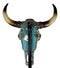 Large Western Steer Cow Skull With Mosaic Turquoise Stones And Beads Wall Decor