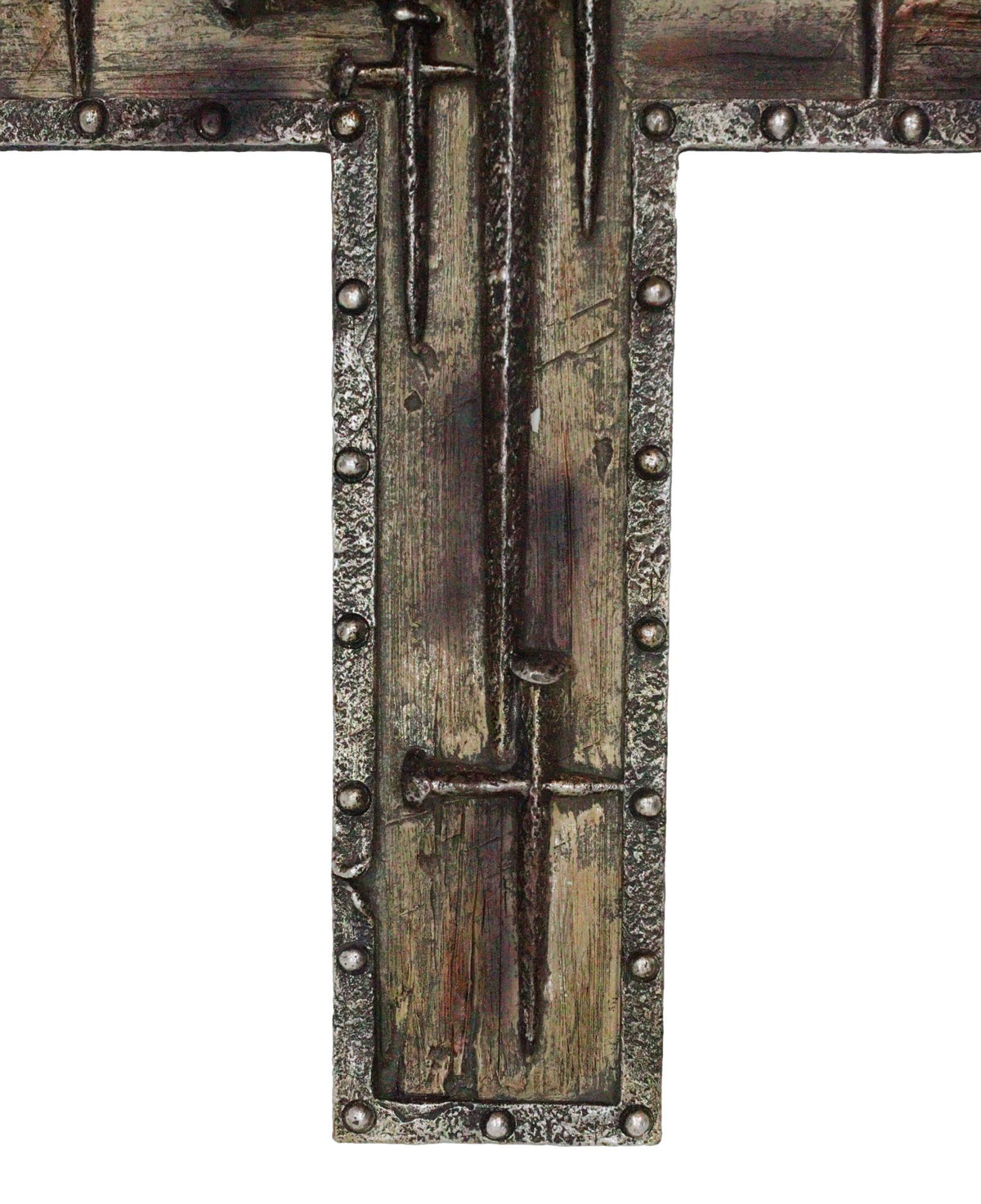 Rustic Western Spike Nails Layered Wall Cross With Nailhead Borders Crucifix Art