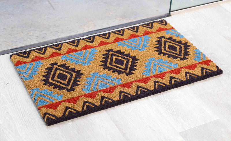 Southwest Navajo Vector Patterns Coir Coconut Fiber Floor Mat Doormat 29"X17"