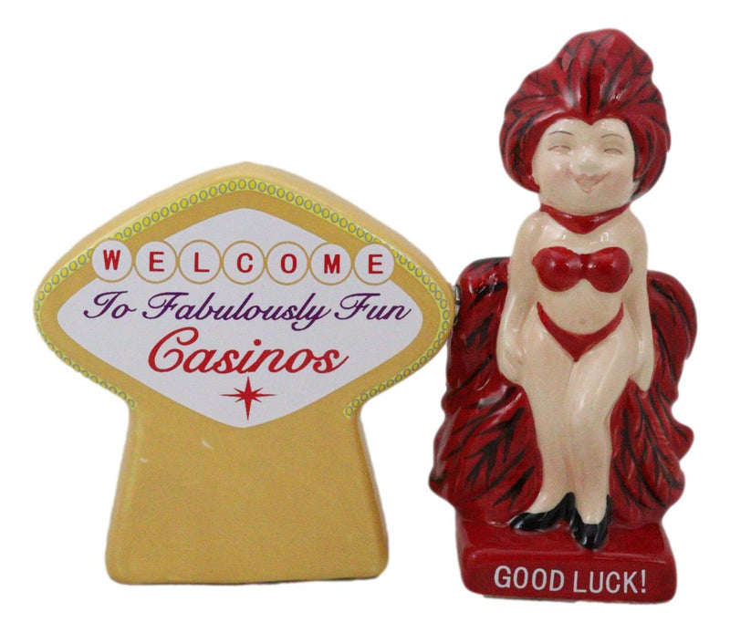 Welcome To Fabulously Fun Casinos Good Luck Pin Up Show Girl Salt Pepper Shakers