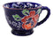 Ebros Colorful Vintage Victorian Style Floral Spring Blossoms Ceramic 14oz Mugs With Comfort Ridged Handle Set of 4 Coffee Tea Drink Cups (Dark Blue)