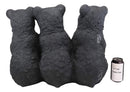 Large Rustic Forest 3 Black Brother Bear Cubs Holding Welcome Sign Statue Decor