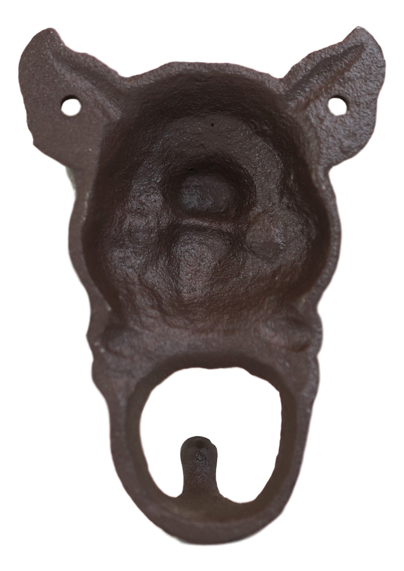 Cast Iron Vintage Farmhouse Rustic Butler Pig Head with Bowtie Wall Coat Hook