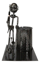 Outdoor Hunter With Dog Metal Desk Stationery And Business Card Holder Organizer