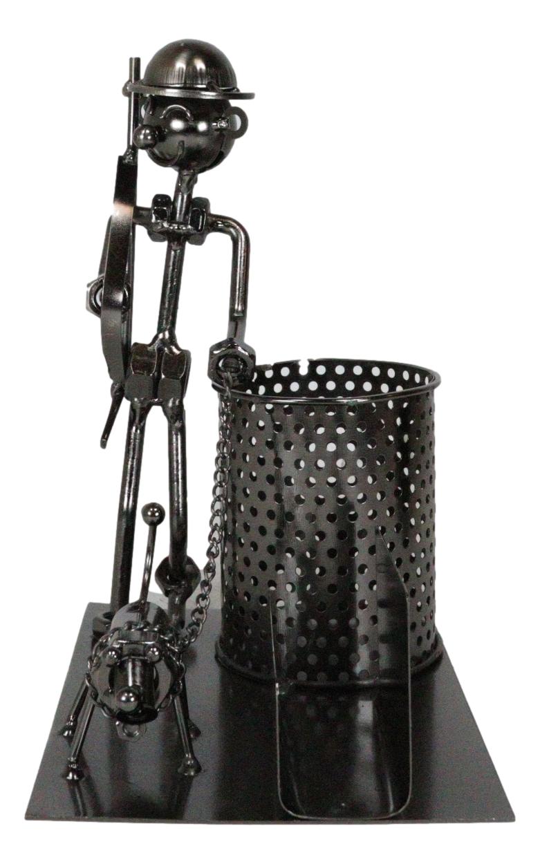 Outdoor Hunter With Dog Metal Desk Stationery And Business Card Holder Organizer
