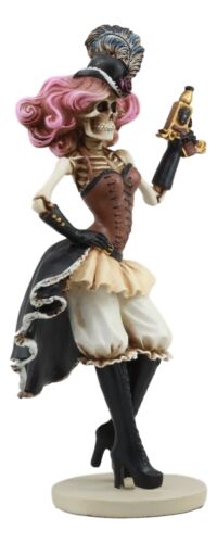 Ebros Steampunk Harajuku Skeleton Lady Assassin With Ion Pistol 7.5"H Figurine