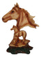 Rustic Western Stallion Horse Bust With Mustang Sculpture In Faux Wood Finish