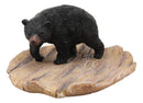 Ebros Rustic Forest Black Bear On Wood Base Soap Keys Coins Dish Resin Figurine