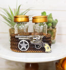 Ebros Cowboy Revolver Six Shooter Pistol Western Star & Ropes Salt Pepper Shakers Set