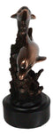 Gay Dolphins Swimming By Ocean Coral Reef Electroplated Bronze Resin Figurine