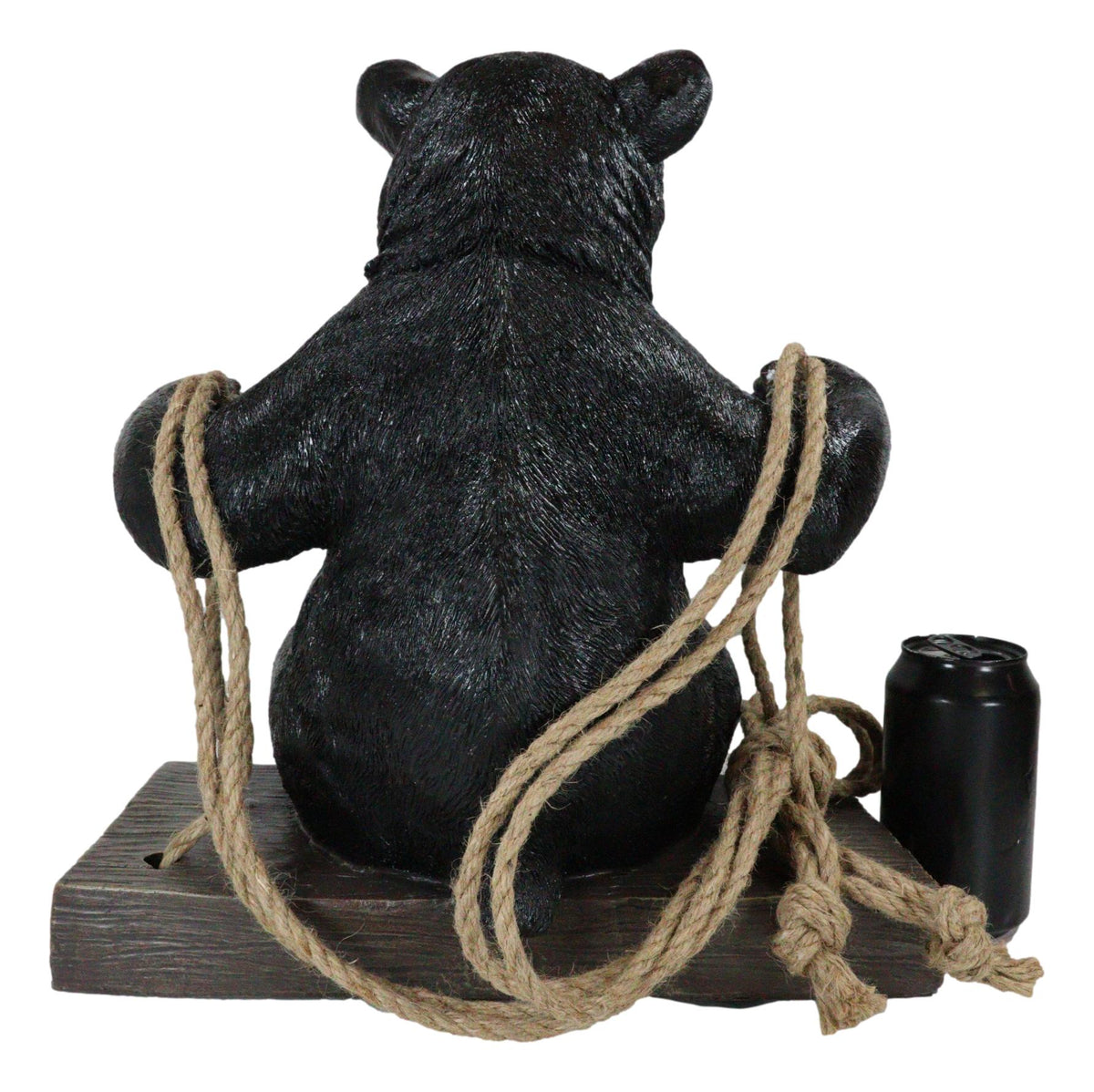 Large Swinging Black Bear With Buddy Raccoon Hanging Statue With Rope Ties 15"H - Ebros Gift