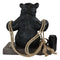 Large Swinging Black Bear With Buddy Raccoon Hanging Statue With Rope Ties 15"H