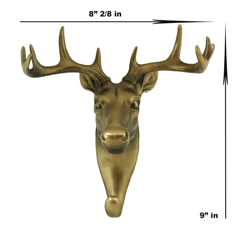 Ebros Bronzed 10 Point Buck Deer Bust Wall Hook Hanger Hunter's Game Trophy Taxidermy