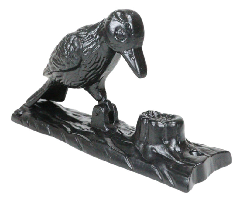 Cast Iron Black Rustic Woodpecker Bird On Tree Door Knocker With Strike Plate