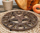 Ebros Gift 10" Diameter Western Lone Star with Horseshoes Border Cast Iron Metal Round Trivet
