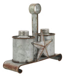 Ebros Metal Rustic Farm Milk Caddy with Cowboy Star Salt and Pepper Shakers Set
