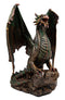 Ebros Lord of The Skies Roaring Rust Fire Dragon Figurine 9" H Mythical Fantasy