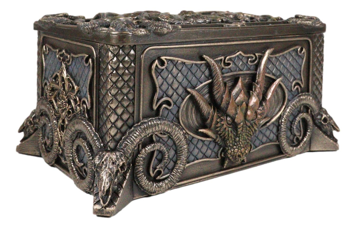 Fantasy Guardian Dragons Baphomet Horned Goat And Skulls Decorative Jewelry Box