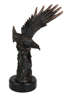 Large Wings of Glory Bald Eagle Diving Towards Mountain Statue With Base 17"H