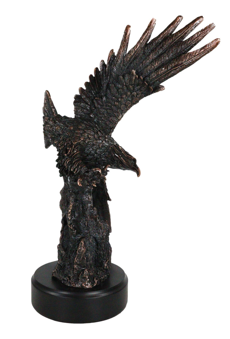 Large Wings of Glory Bald Eagle Diving Towards Mountain Statue With Base 17"H