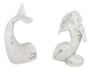 Rustic White Stone Finish Ocean Siren Mermaid Body & Tail Bookends Figurine Set