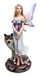 Butterfly Fairy Maiden With Alpha Wolf Guardian Decorative Figurine 9.5"H