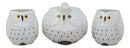 Ebros Whimsical White Fat Snow Owl Ceramic 16oz Tea Pot With 2 Cups Set Owls Decor