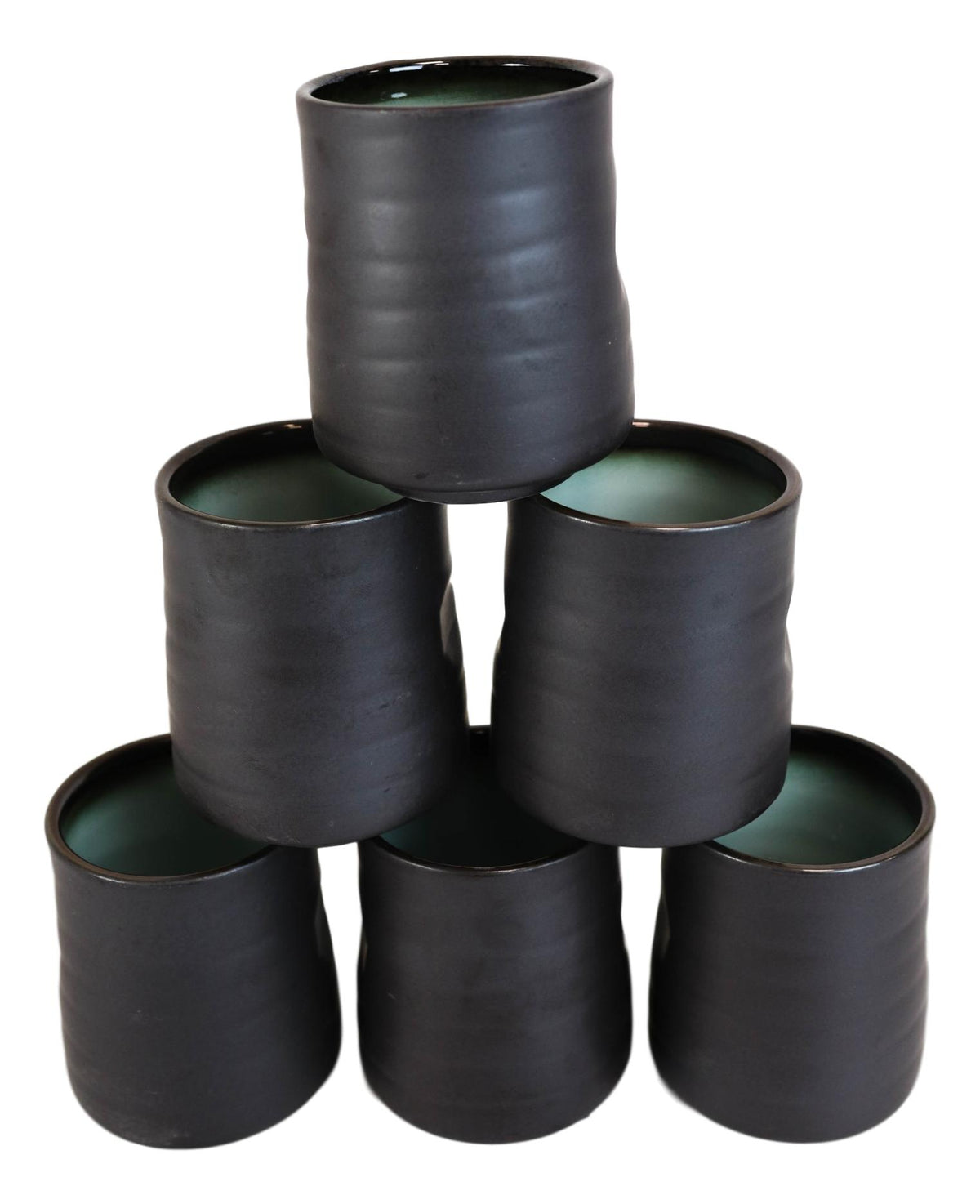 Pack Of 6 Ceramic Zen Blue Style Yunomi Notched Teacup Tea Cups Without Handles - Ebros Gift
