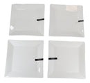 Ebros Pack Of 4 Kitchen And Dining Modern Contemporary Design Porcelain Square Appetizer Plates 8.25"Wide Restaurant Supply Grade Dishwasher And Microwave Safe Perfect For Salad Dessert Hors d'oeuvre
