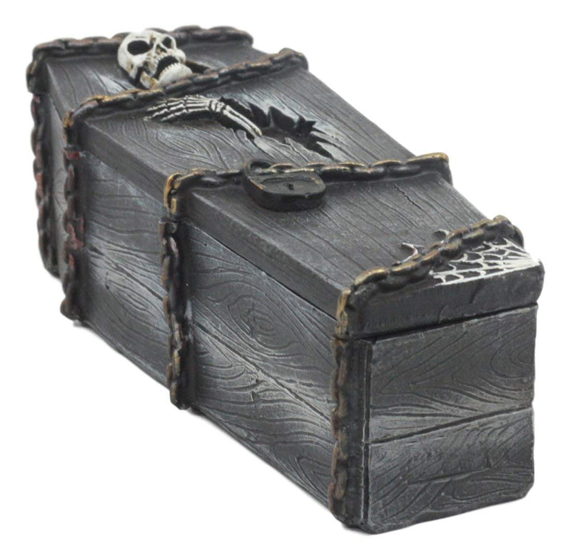 Ebros Day Of The Dead Thriller Haunted Graveyard Skeleton Breaking Out Of Coffin Jewelry Box Figurine 7"Tall