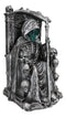 Dark Lord Grim Reaper Skeleton On Throne With LED Light Ghastly Face Figurine